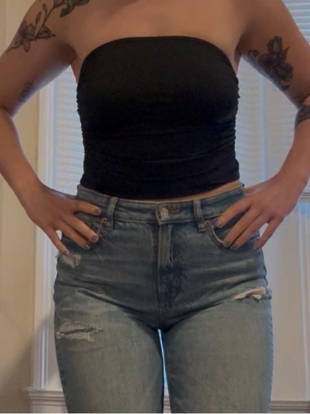 Cider Ruched Black Tube Top